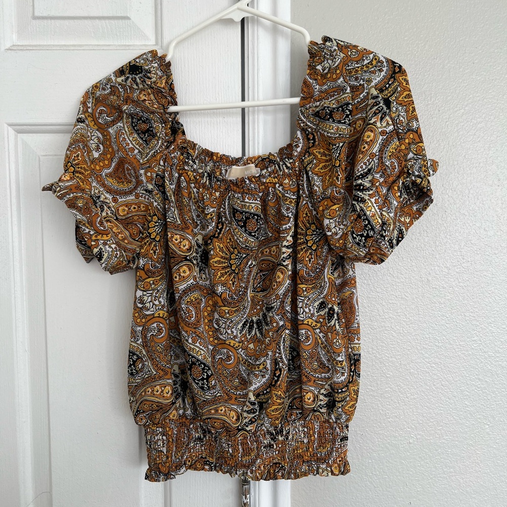 Paisley Print Women's Top - Brown and Black